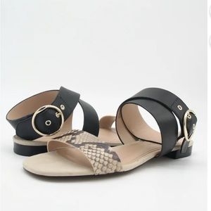{Banana Republic} Belt Strap Flat Sandals in Black and Snakeskin Size 7.5